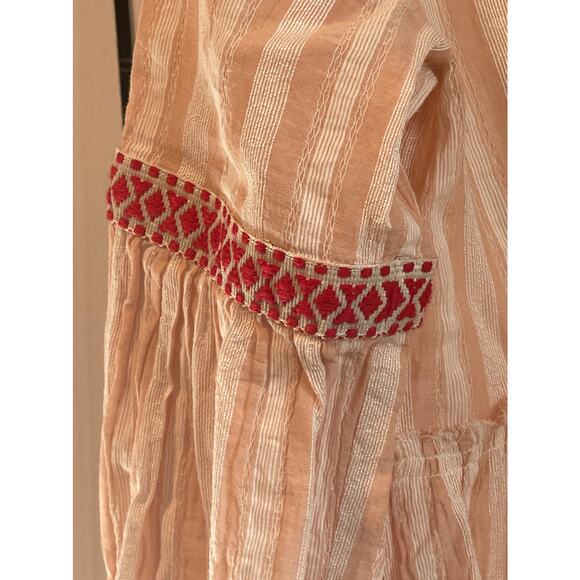 Lem Lem Striped V Neck Blouse Pink Cotton Size Small - Picture 8 of 13